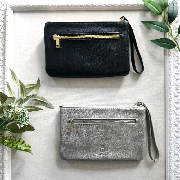 2 Wristlets - RFID Safe Keeper faux leather wallet cc holder zipper bundle set - Picture 7 of 9